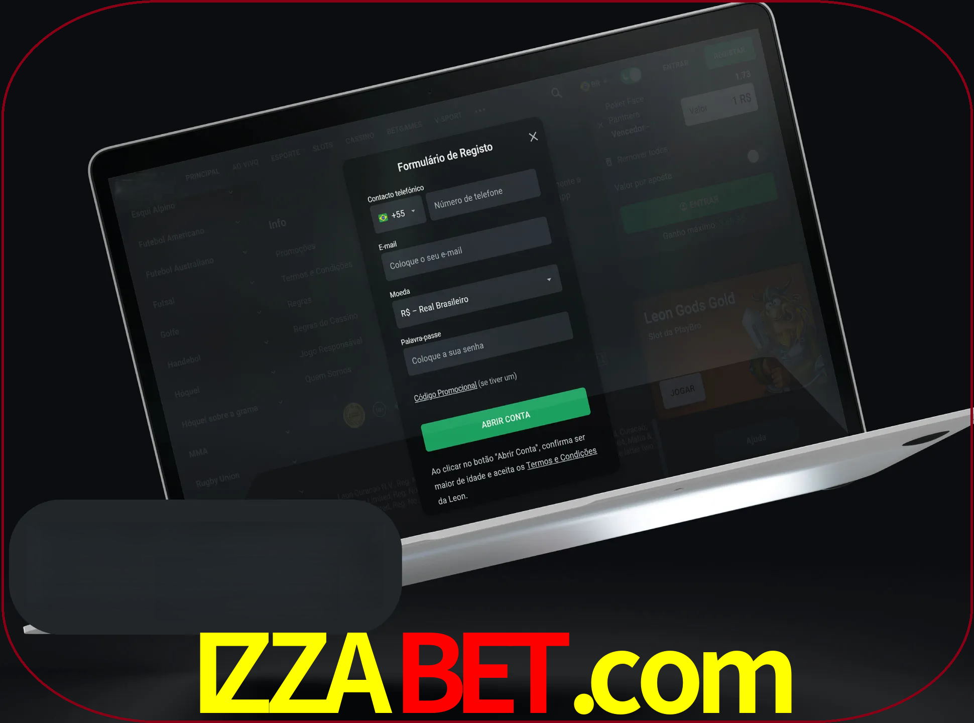 Abra o site da LeonBet e crie sua própria conta.